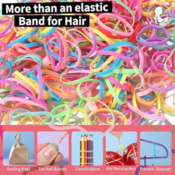 Hair Bobbles Small Pack of 300 PCS - Girls Mini Elastic Hair Bands Set - Hair Accessories Thin Hai-1 Box-MULTICOLOR - Image 4